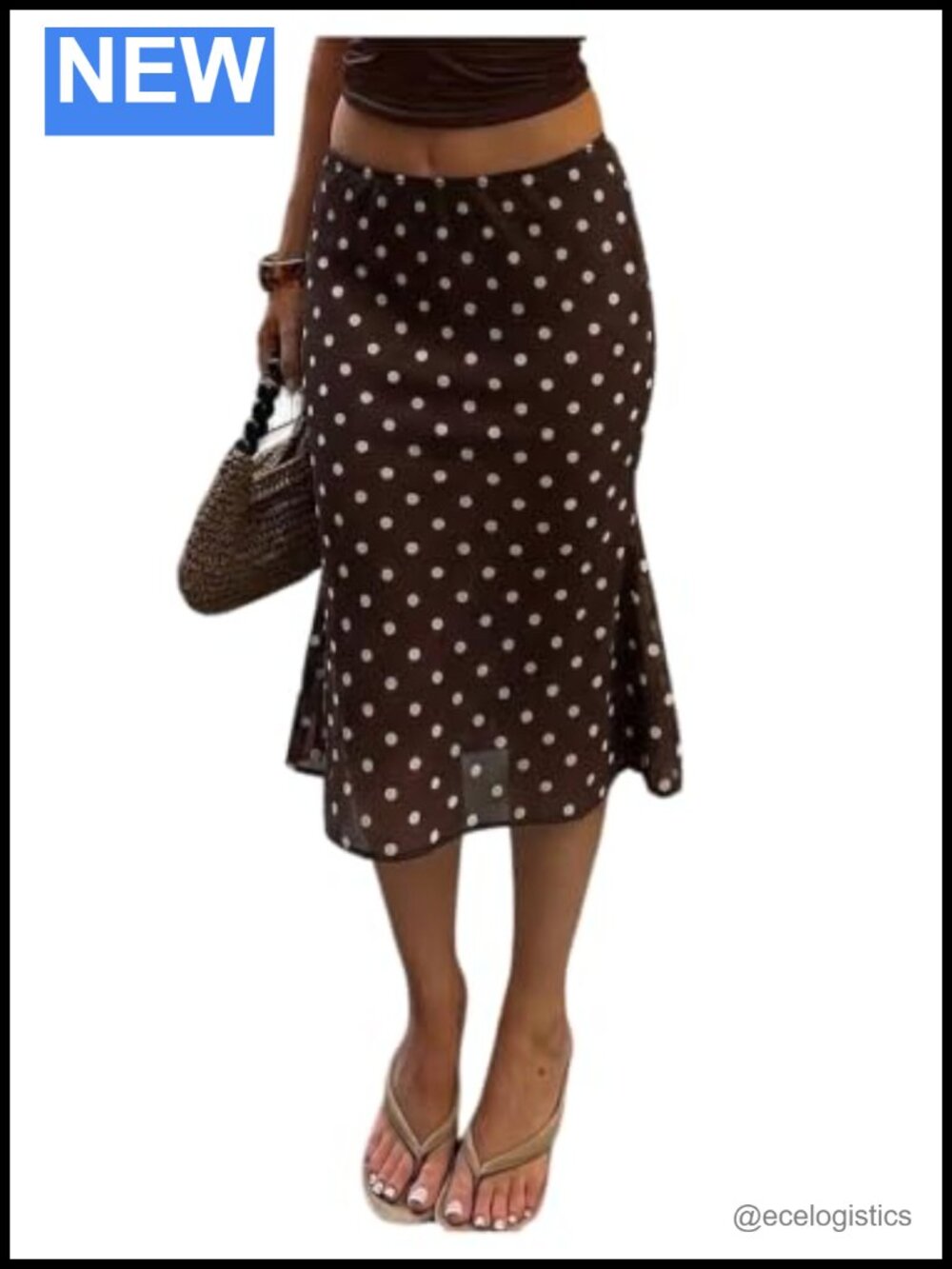 Floerns Polka Dots Midi Skirt Low Rise Fishtail Hem Going Out
